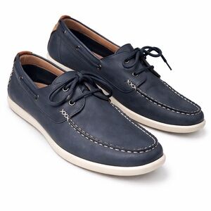 Steve Madden Navy Leather Boat Shoes | Classic Deck Loafers | Coastal